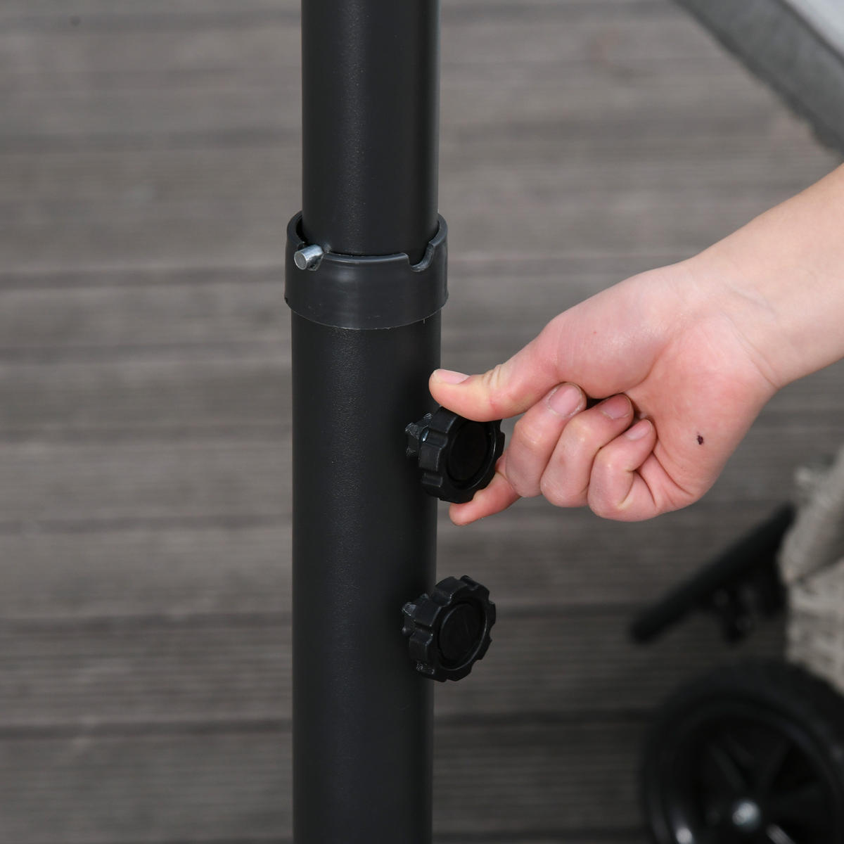 SONNENSCHIRM, Stahl, Polyester, Schwarz - Schwarz, Metall (300/300cm) - Outsunny