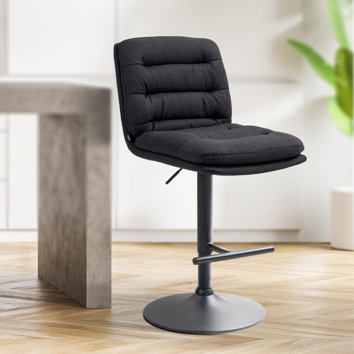 BARHOCKER 2er Set Stoff schwarz - Schwarz, Textil/Metall (42/94/56cm) - CLP