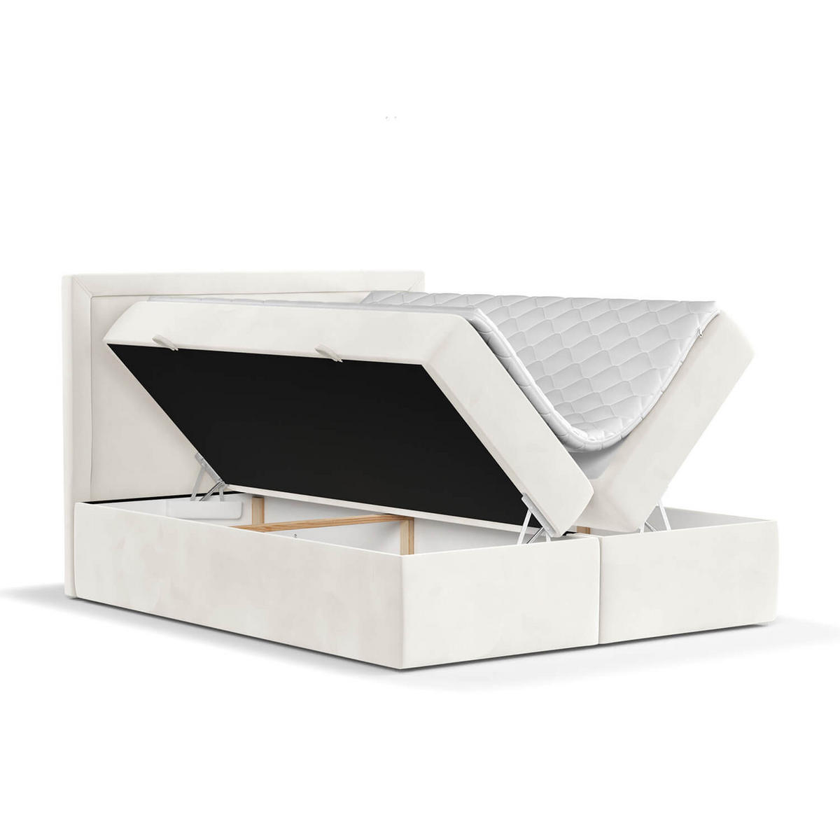 BOXBETT Jodan 140/200 cm Creme im Magic Velvet Stoff - Creme/Schwarz, Holz/Holzwerkstoff (140/200cm) - AltaBeds