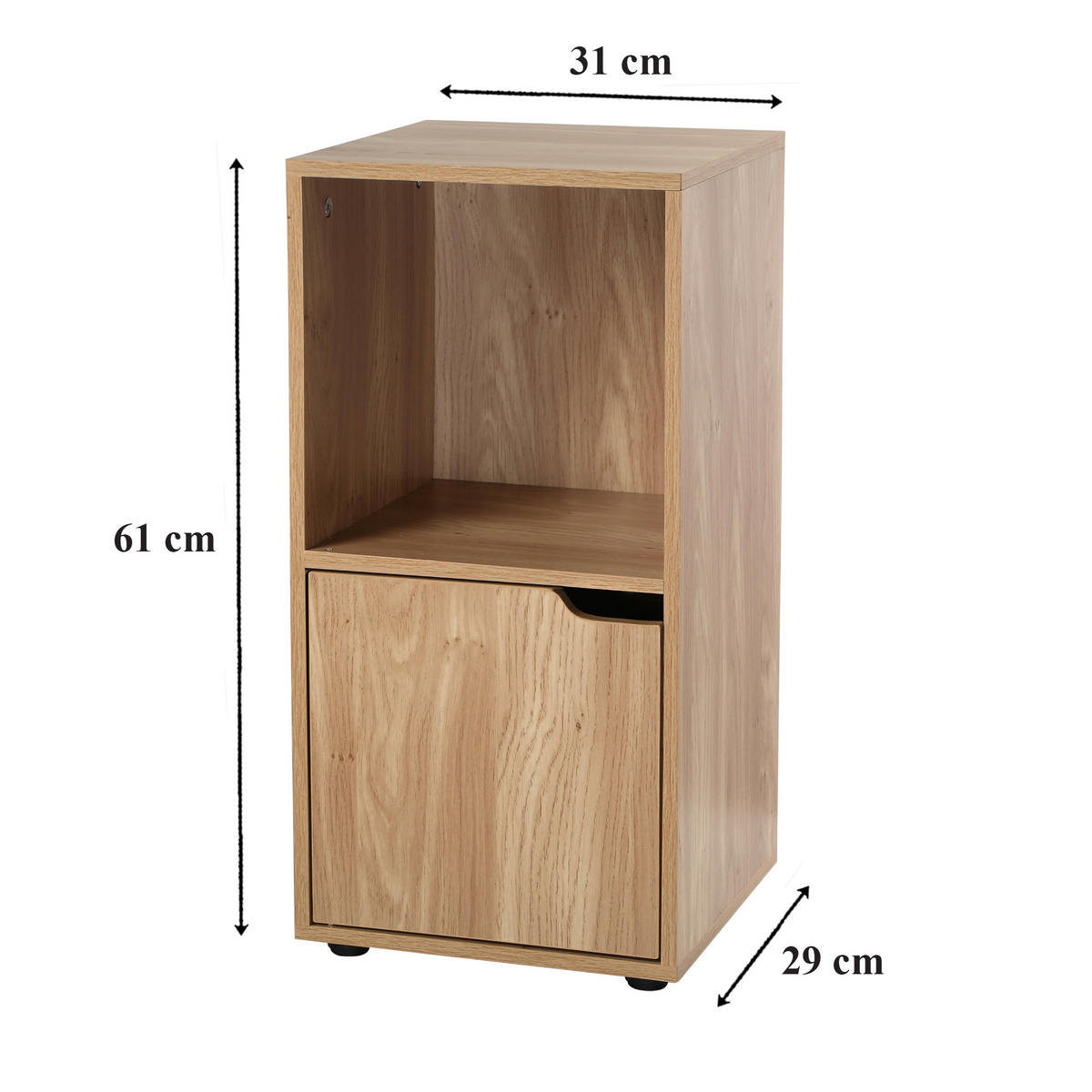 NACHTTISCHEN mit 2 Fächern im Holzdekor mit 1 Tür - L31 cm - Set aus 2 - Eschefarben, Holzwerkstoff (29/61.6/30.7cm) - Calicosy