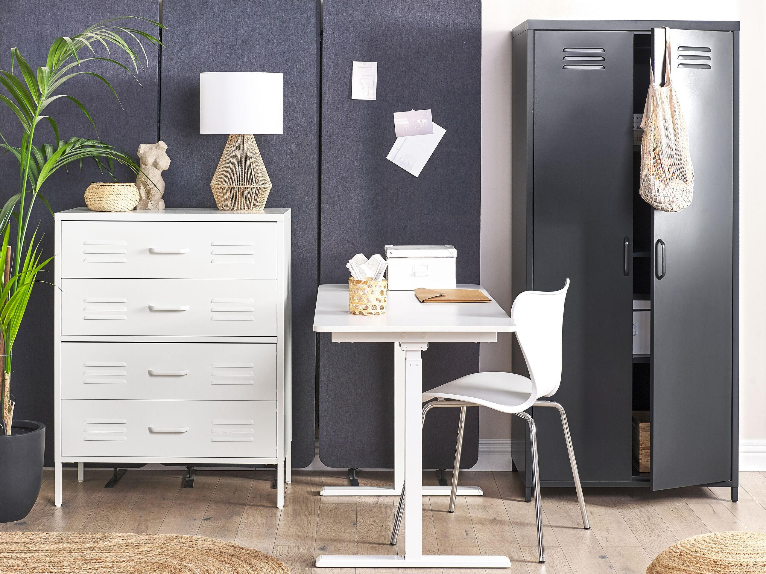 KOMMODE 4 Schubladen weiß Enago - Weiß, Metall (80/102/40cm) - Beliani