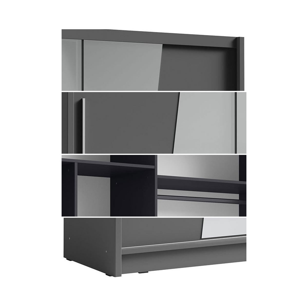SCHIEBETÜRENSCHRANK Bergamo graphitgrau 205 cm / 62,5 cm / 215 cm - Graphitfarben/Grau, Holz/Holzwerkstoff (205/215/63cm) - Feldmann-Wohnen