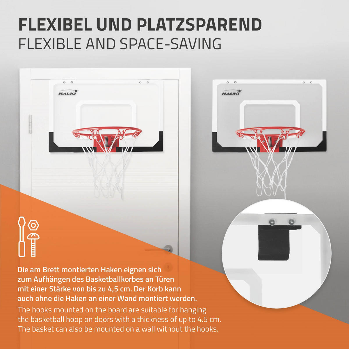 BASKETBALLKORB 58/40cm - Schwarz/Weiß, Metall (58/36cm) - Hauki