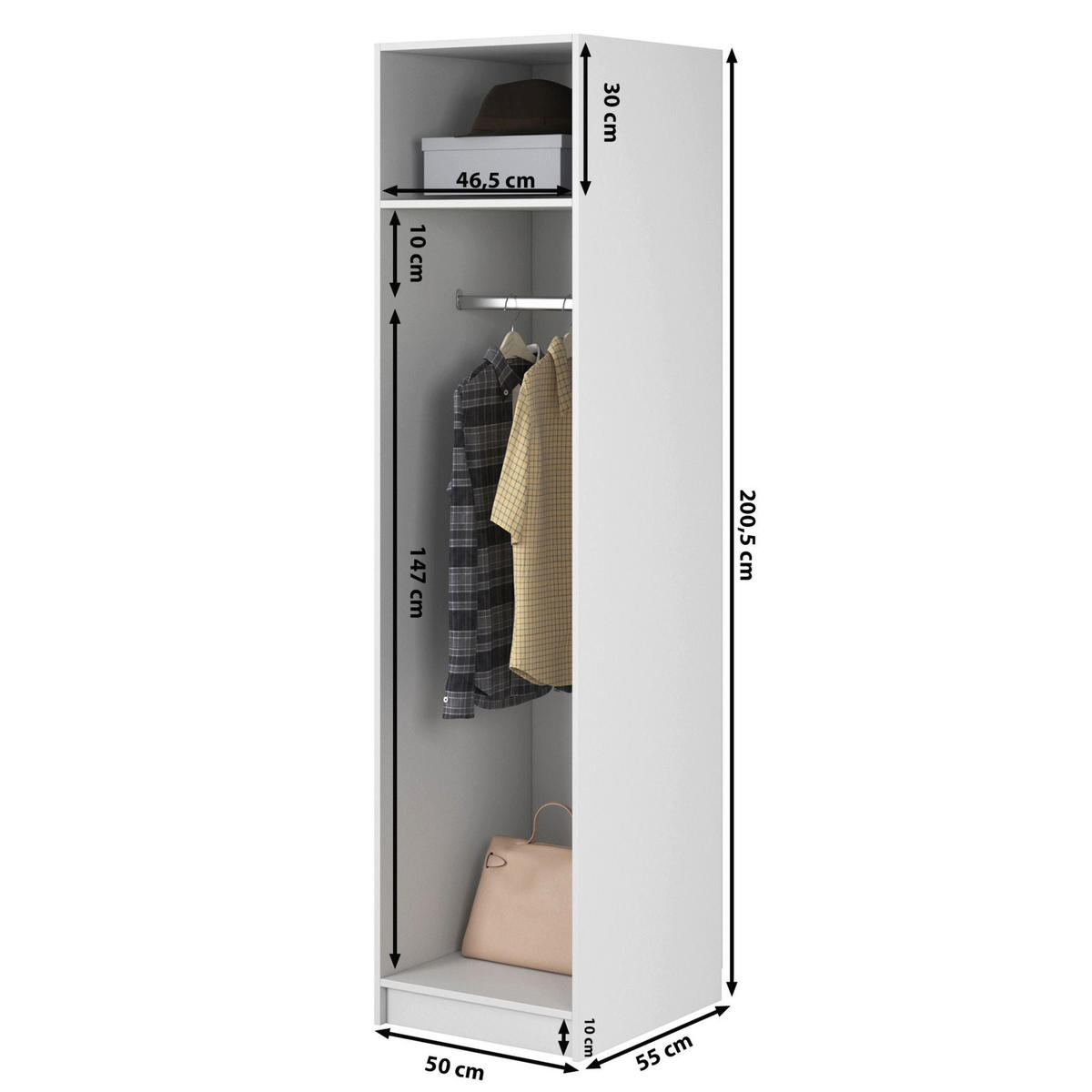 KLEIDERSCHRANK Frame Greige 50 cm - Taupe/Goldfarben, Holzwerkstoff/Metall (50/200.5/57cm) - Selsey