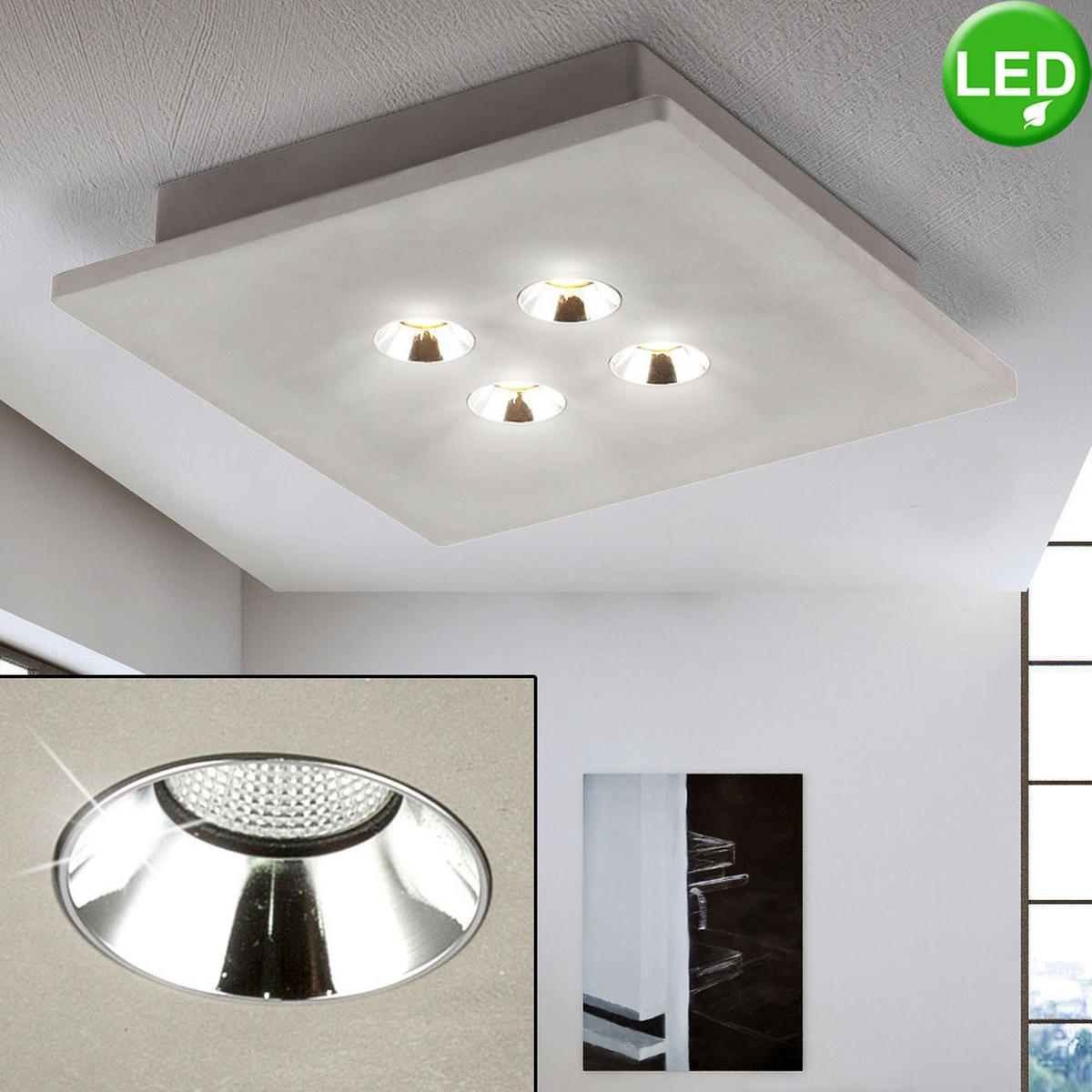 LED DECKENLEUCHTE TIMO Beton Grau - Grau, Stein (25/25/5cm)