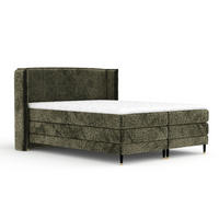 BOXSPRINGBETT Carizzo Olivenfarbe 140/200 cm mit Matratze und Topper - Schwarz/Olivgrün, Holz/Holzwerkstoff (140/200cm) - Maison de Reve