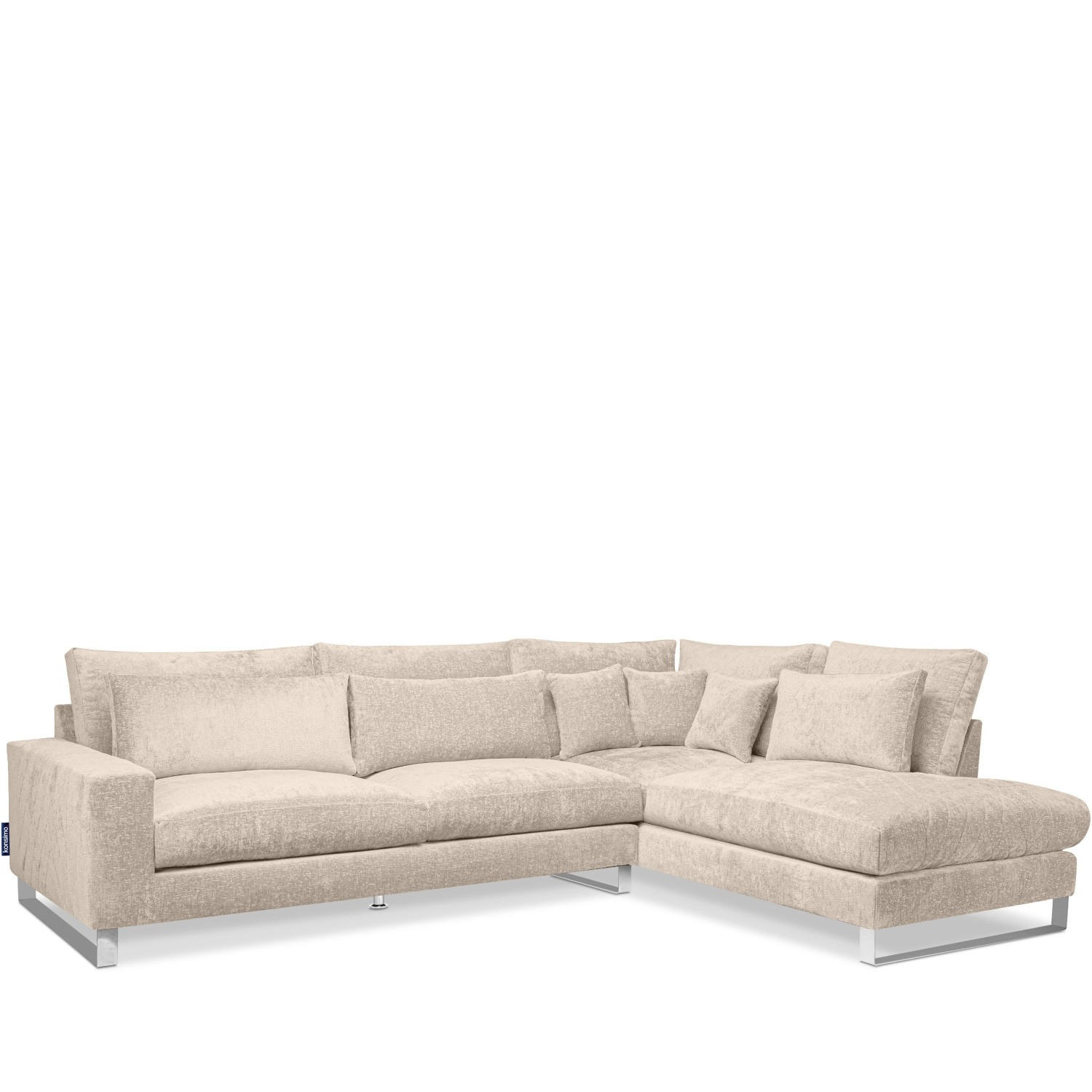ECKSOFA RECHTS BRENTIS Chenille-Stoff, Creme - Creme, Textil (314/224cm) - KONSIMO®