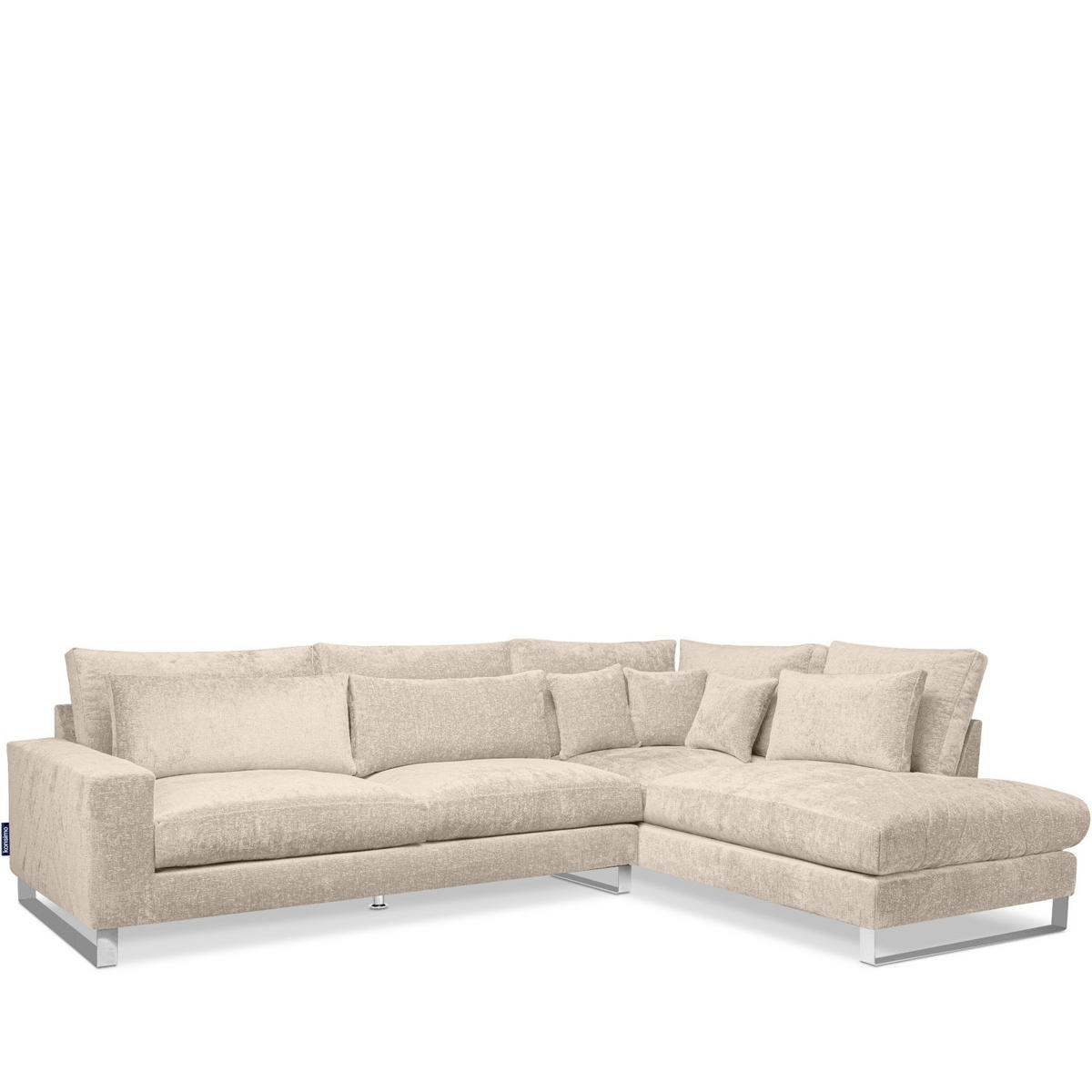 ECKSOFA RECHTS BRENTIS Chenille-Stoff, Creme - Creme, Textil (314/224cm) - KONSIMO®