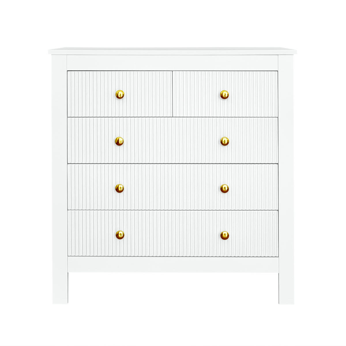 KOMODA 79/39,5/80,5 cm s 5 zásuvkami a zlatými úchytkami, Bílá - bílá, kompozitní dřevo (79/80.5/39.5cm) - Redom