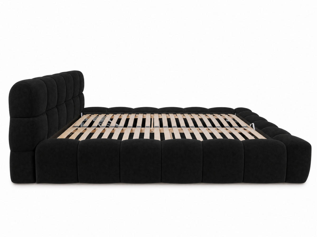 POLSTERBETT Miley Schwarz 200/200 cm Samt mit Bettkasten - Schwarz, Holz/Textil (200/200cm) - wonello