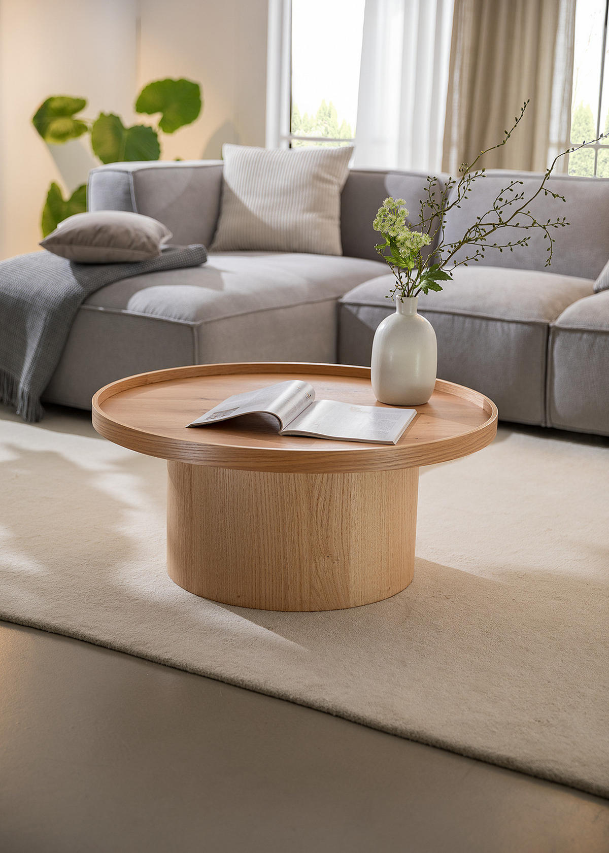 COUCHTISCH - Echtholzfurnier - Eichefarben, Holzwerkstoff (80/80/35cm) - home24