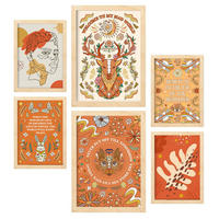 POSTER Set Mit 6 Drucken Von Orange In Brilliant Groovy Style Collection Dekorative Rahmen Für Zuhause Wandkunstdruck A3 & A4 Rahmen Aus Hellem Holz - Beige, Papier (29/3cm) - Nacnic
