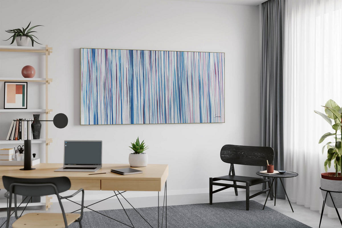 ÖLGEMÄLDE XXL Blau 200/100 cm - Blau/Weiß, Holz/Textil (6.68/100cm) - KUNSTLOFT