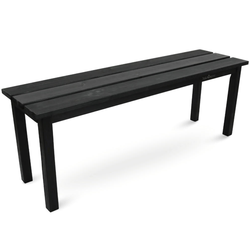 GARTENBANK wetterfest Holz LYDIA 3 Sitzer Schwarz - Schwarz, Holz (118/43.5/33cm) - DELUKE