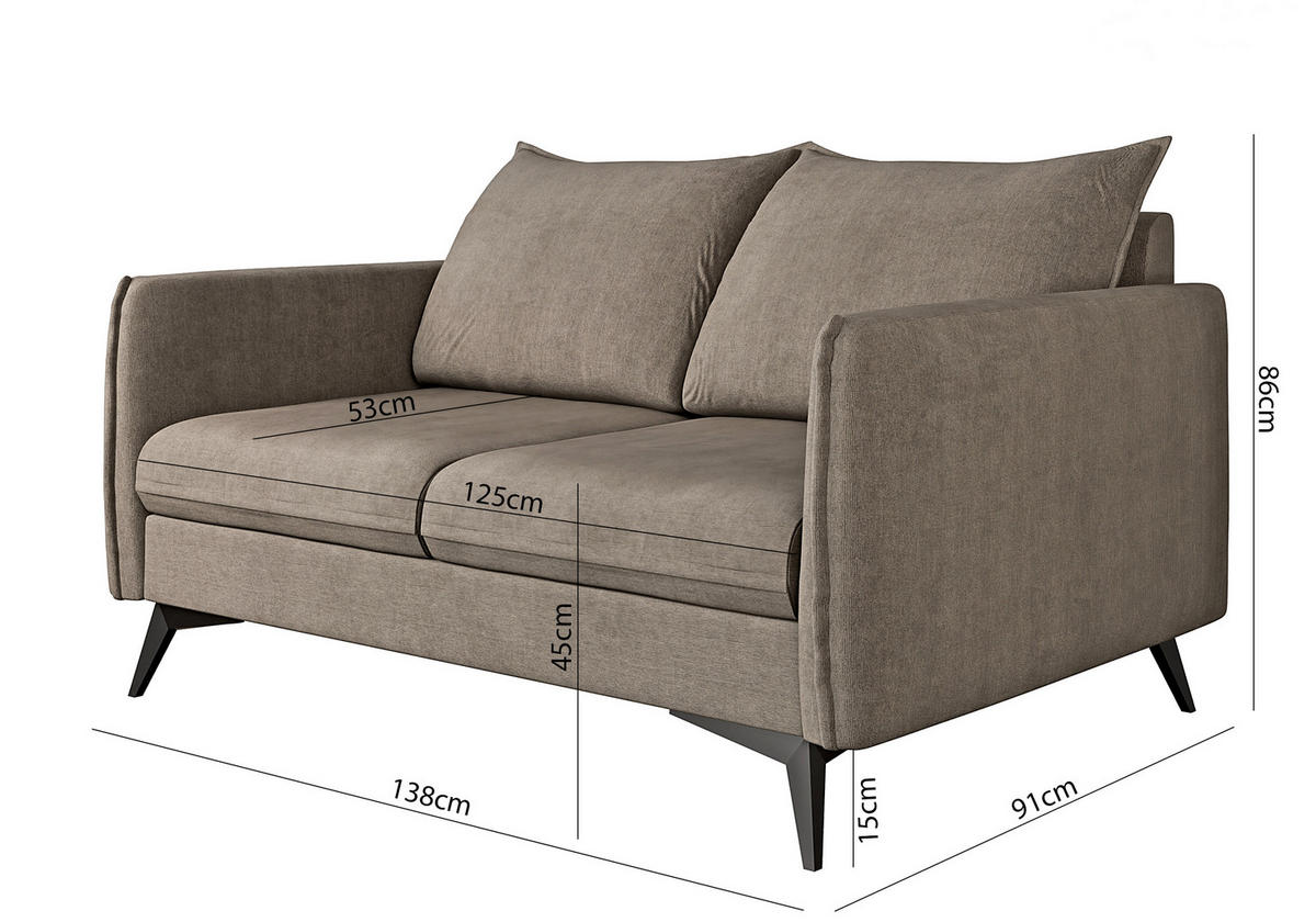 SITZGARNITUR 3+2+1 Pulse Dunkelbeige Luxusmikrofaser - Beige/Schwarz, Holz/Textil (199/86/91cm) - S-Style Möbel