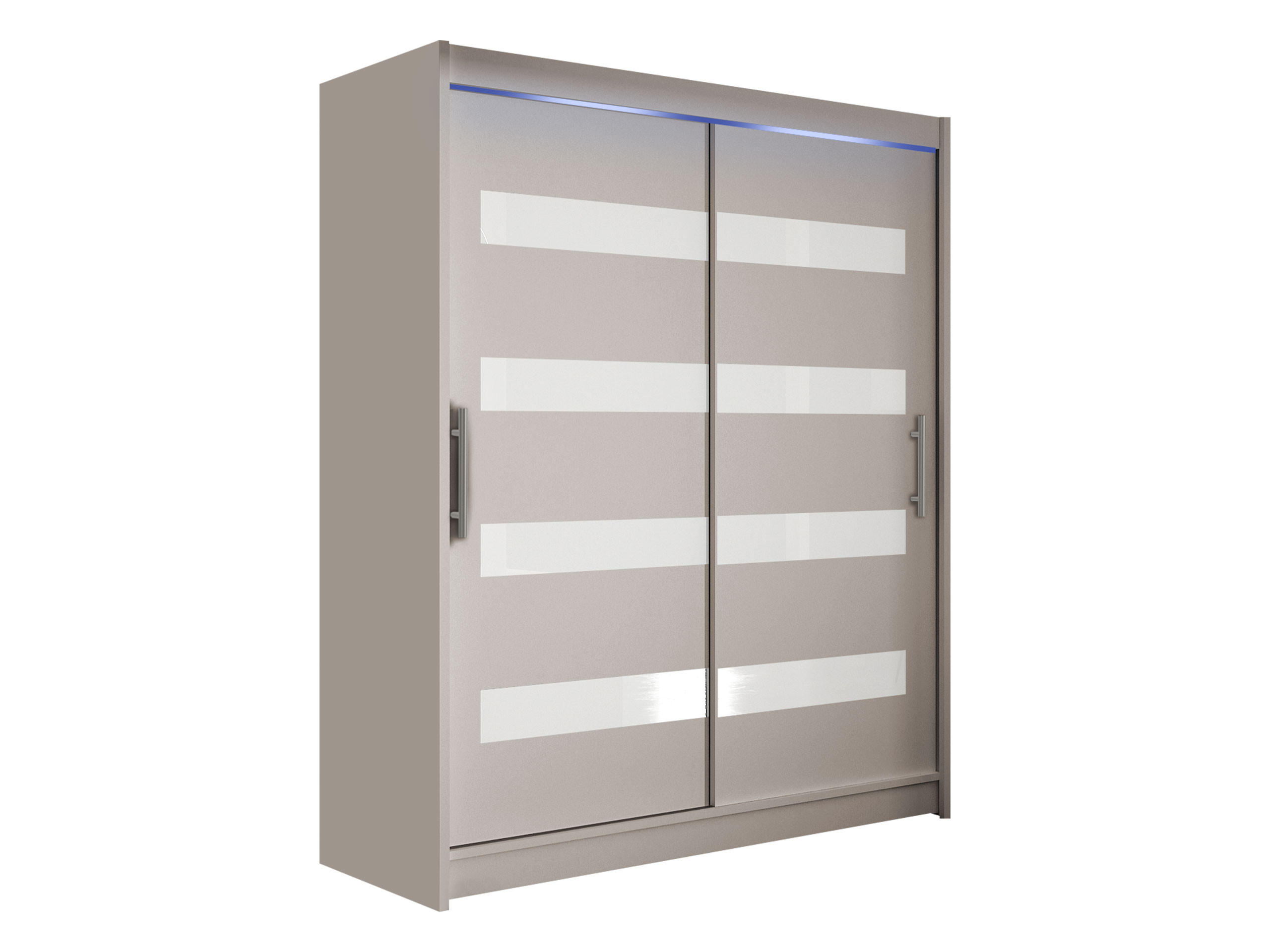 SCHWEBETÜRENSCHRANK Westa IV, mit RGB LED Beleuchtung - Kaschmir/Silberfarben, Holzwerkstoff/Metall (150/200/58cm) - MIRJAN24