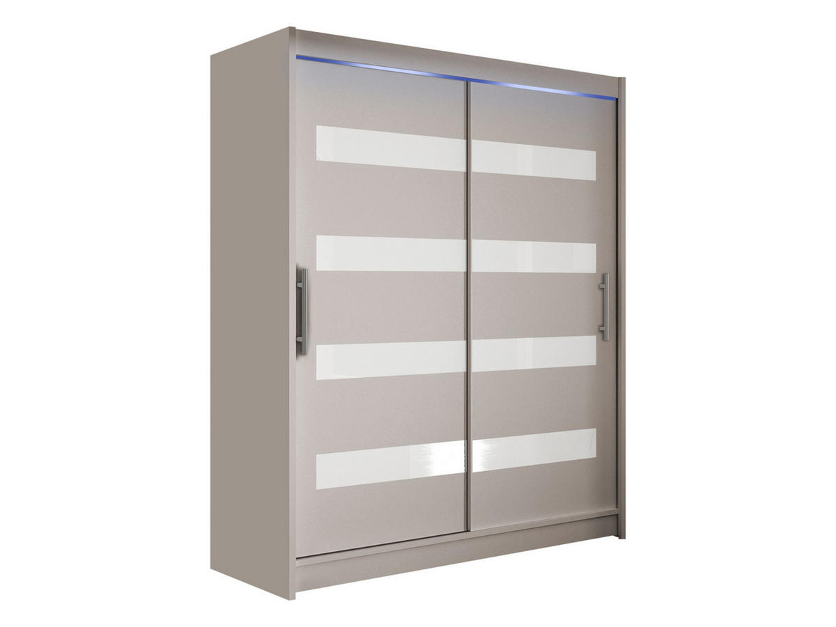 SCHWEBETÜRENSCHRANK Westa IV, mit RGB LED Beleuchtung - Kaschmir/Silberfarben, Holzwerkstoff/Metall (150/200/58cm) - MIRJAN24