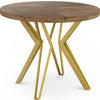 ESSTISCH Daisy runder ausziehbarer, Lefkas Eiche 120-200/100/76 cm - Alteiche/Goldfarben, Holzwerkstoff/Metall (120/120/76cm) - WFL GROUP