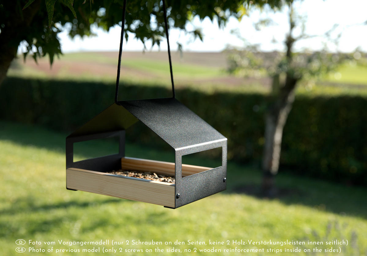 VOGELFUTTERSPENDER 2er Set aus Metall & Edelstahl - Schwarz, Metall (20/14/14cm) - WONDERMAKE