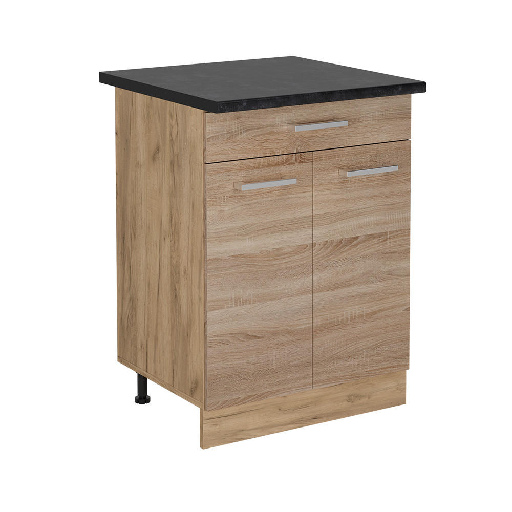 K&Ouml;KSUNDERSK&Aring;P R-Line Sonoma 60 cm med l&aring;da, AP antracit Sonoma ek, Honungsek 81.6/60/60 cm