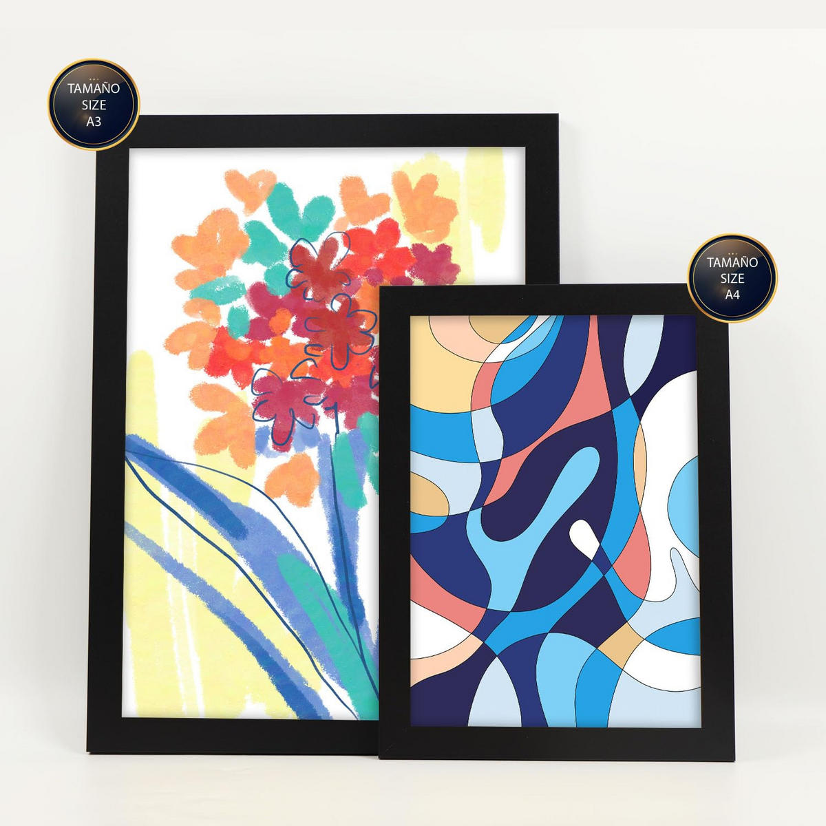 POSTER Set Mit 6 Venenflora In Blume Zusammenfassung Ästhetische Dekorative Gemälde Für Ihr Wohnzimmer, Schlafzimmer, Zuhause A3 & A4 Schwarzer Rahmen - Schwarz, Papier (29/3cm) - Nacnic