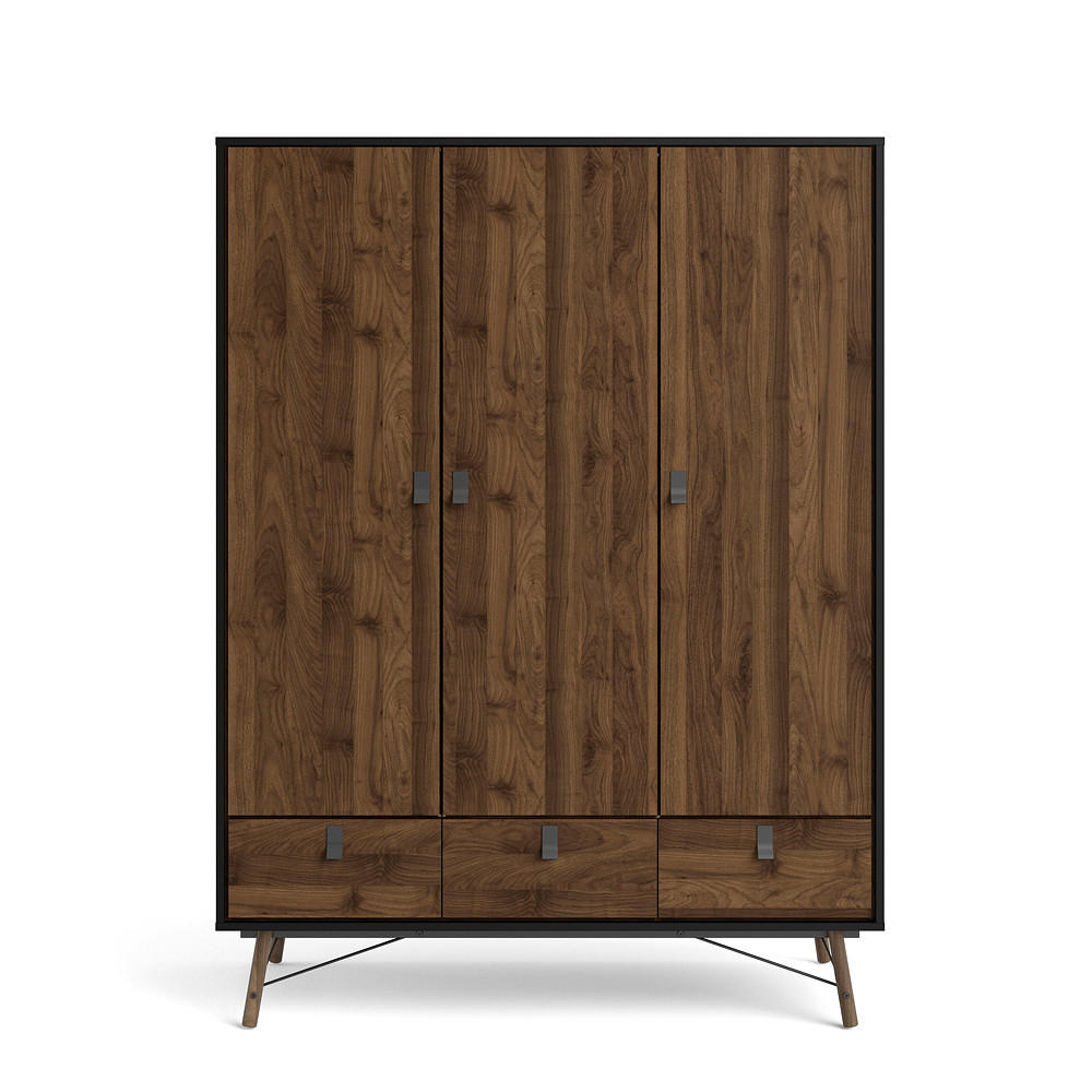 KLEIDERSCHRANK Walnuss Dekor - Schwarz, Holzwerkstoff (150/200/60cm) - ebuy24