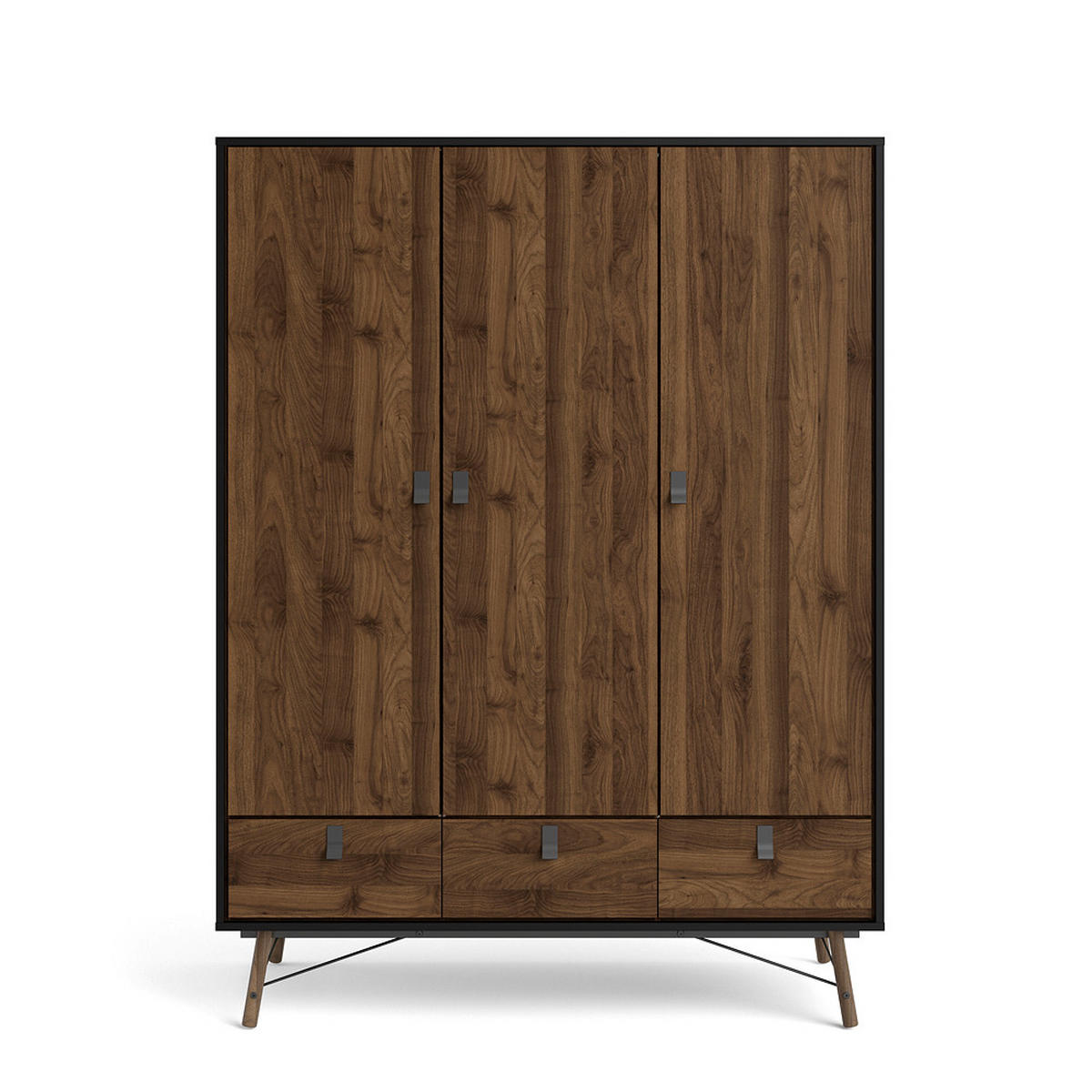 KLEIDERSCHRANK Walnuss Dekor - Schwarz, Holzwerkstoff (150/200/60cm) - ebuy24