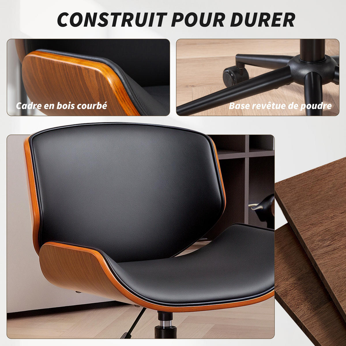 DREHSTUHL DE-11839 mit C-förmiger Rückenlehne Schwarz - Schwarz, Metall (52/84/54cm) - ComfortXL