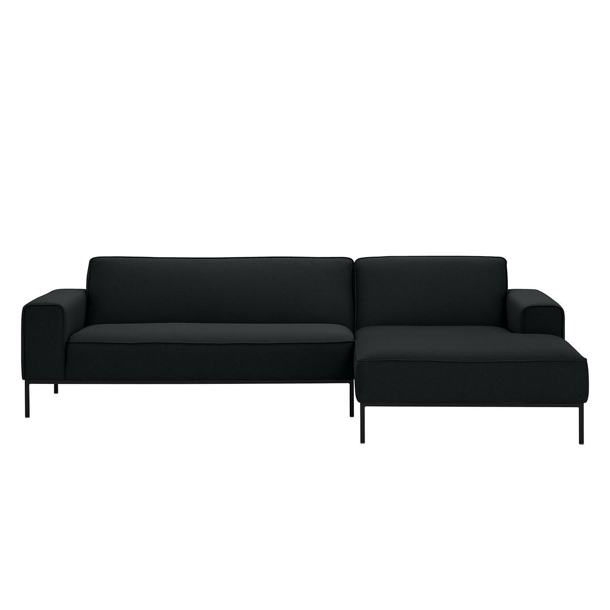 ECKSOFA mit Longchair - Webstoff - Anthrazit/Schwarz, Textil (264/168cm) - home24