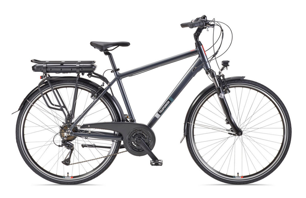 E-BIKE XT485 Trekking Elektrofahrrad 21-Gang Shimano Kettenschaltung, Pedelec, 14,5Ah, 37V Akku - Anthrazit, Metall (112cm) - Telefunken