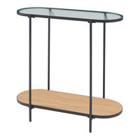 KONSOLENTISCH Høyanger - Transparent/Schwarz, Glas/Metall (30/80/80cm) - [en.casa]