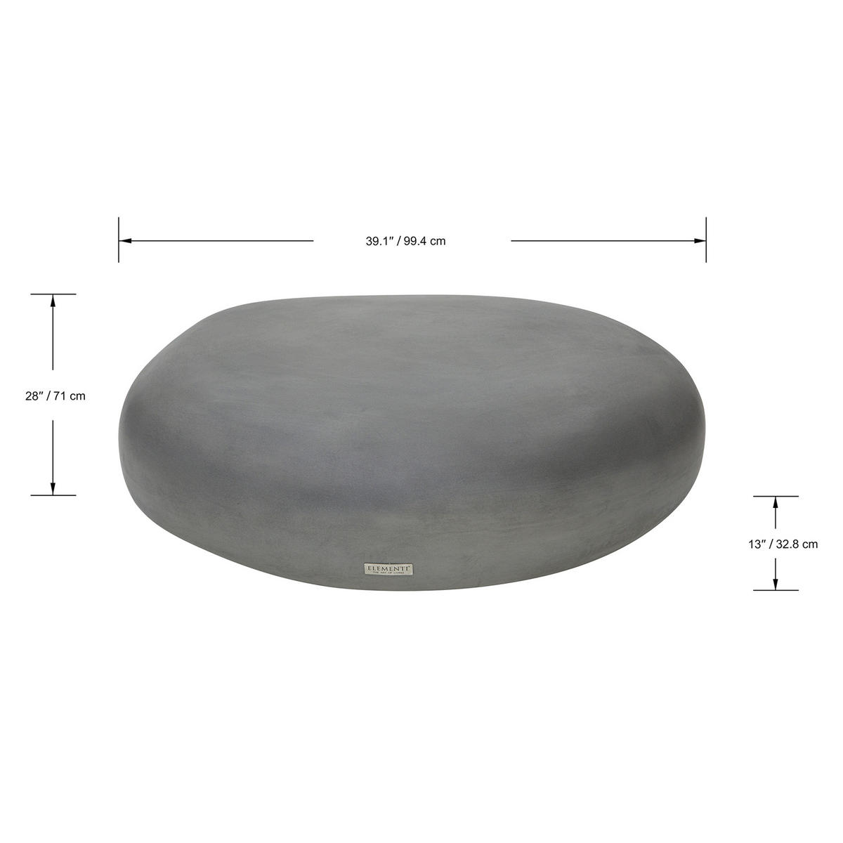 COUCHTISCH HAWAII Steinform Mittel Betonoptik 99 x 71 x 32 cm - Grau, Naturmaterialien (99/71/32cm) - Elementi
