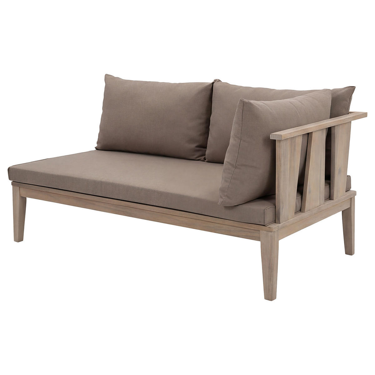 LOUNGESET - 4-teilig - Akazie massiv / Webstoff - Braun / Taupe - Taupe, Holz/Textil - home24