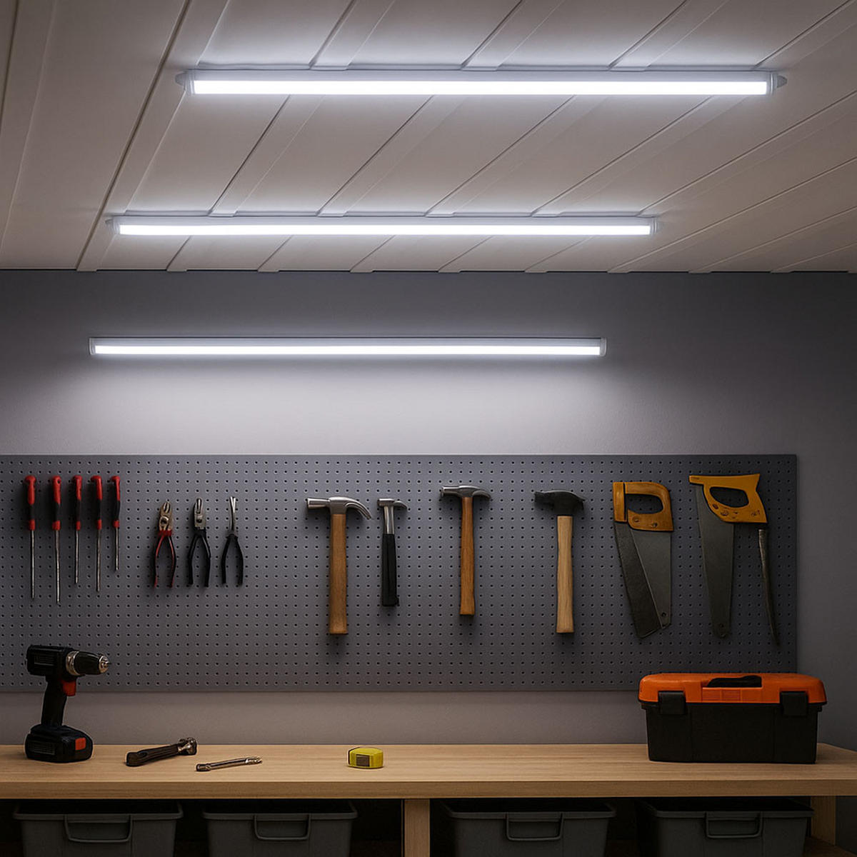 LED DECKENLEUCHTE Weiß Kunststoff - Weiß, Kunststoff (150/6.5/5.8cm)