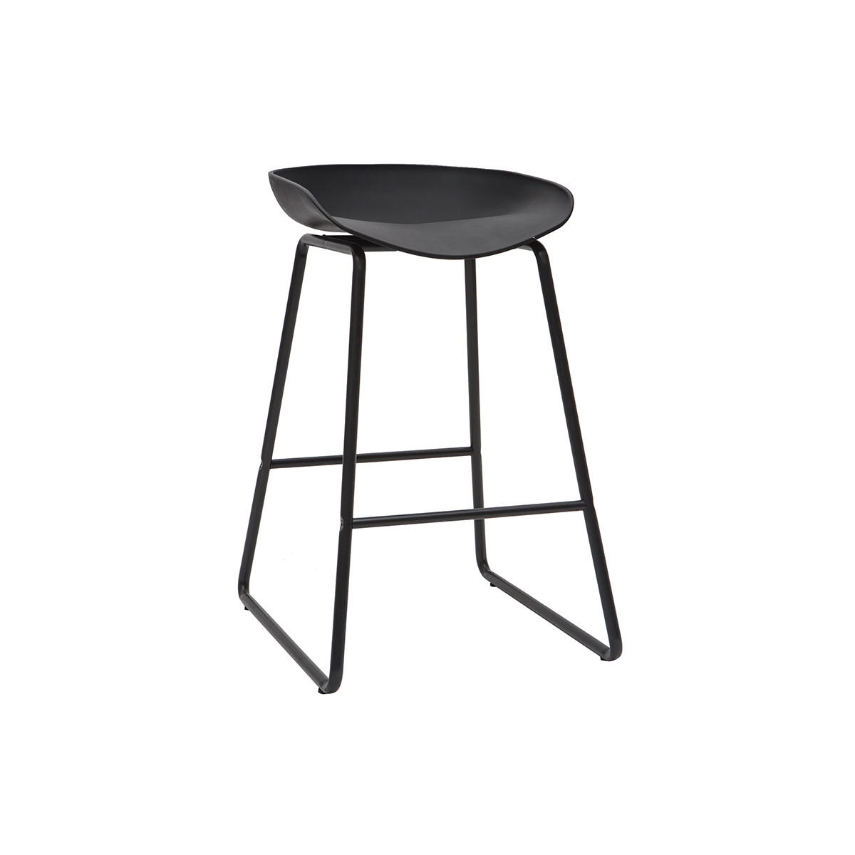 BARHOCKER Design Schwarz Metall 2er-Set PEBBLE - Schwarz, Kunststoff (55/75.5/47cm) - Miliboo