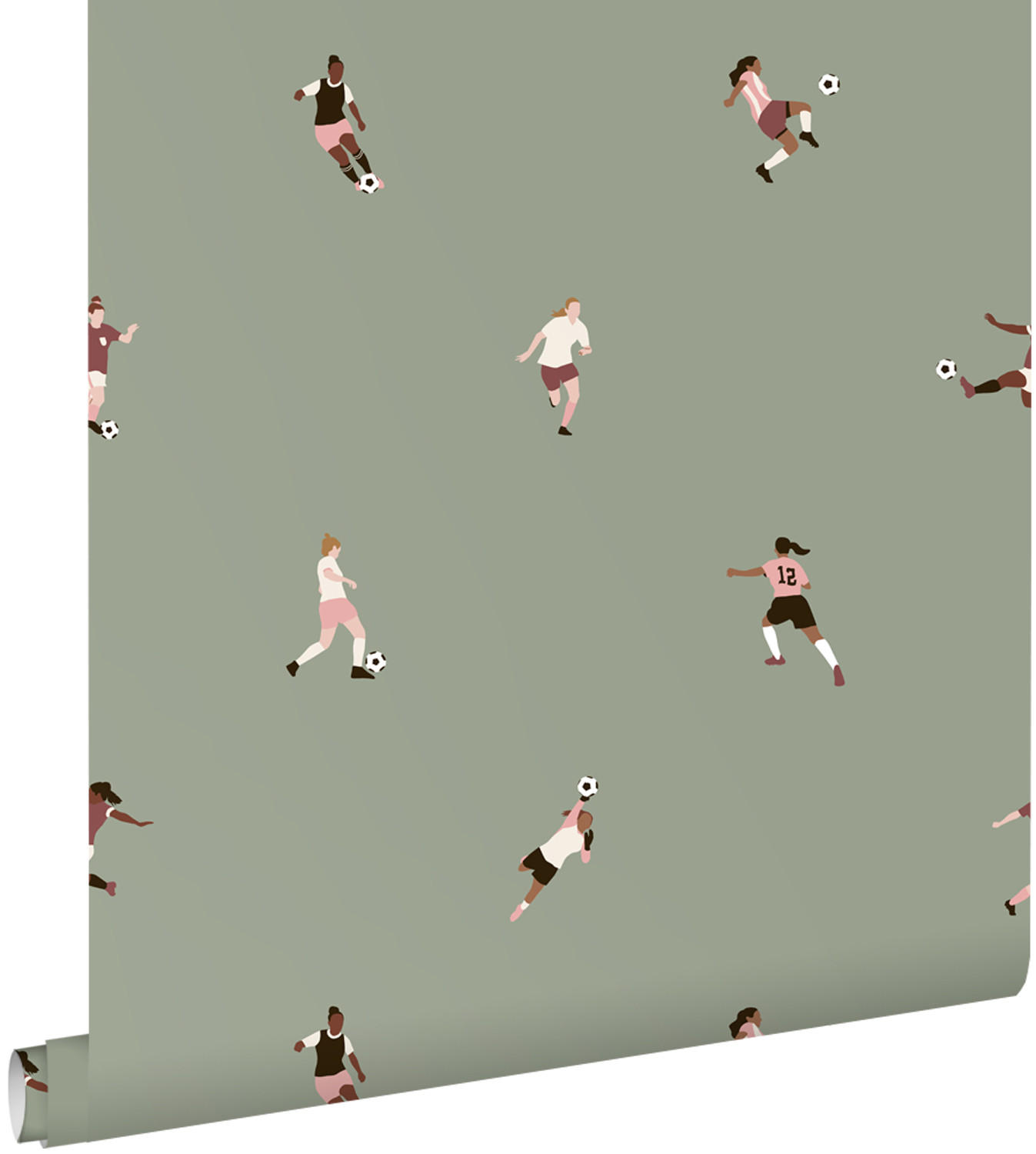 TAPETE Fußballspielerinnen 50 x 900 cm - Grün, Papier (50/0.1cm) - ESTAhome