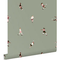 TAPETE Fußballspielerinnen 50 x 900 cm - Grün, Papier (50/0.1cm) - ESTAhome