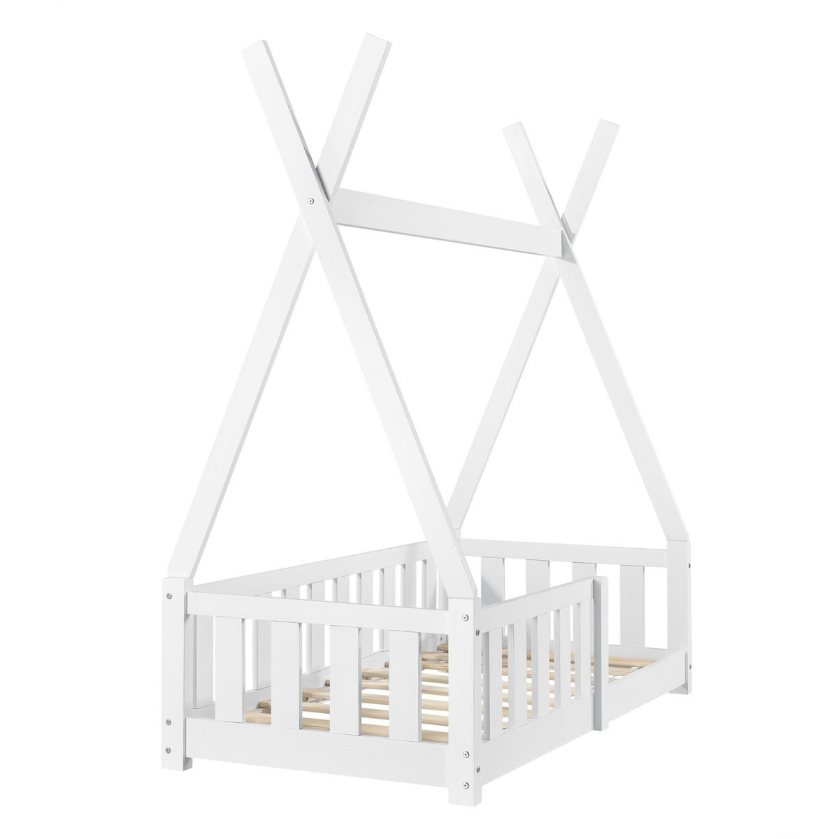 KINDERBETT Helsingborg - Weiß, Holz (70/140cm) - [en.casa]