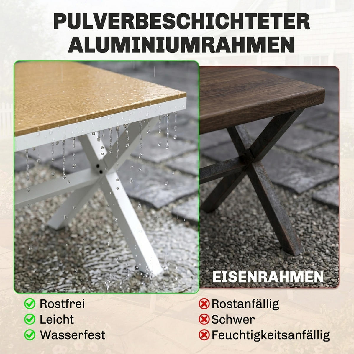 GARTENMÖBEL-SET Teakfarben 160.0/86.0/72.0cm - Teakfarben, Metall