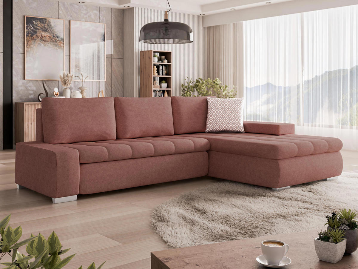 ECKSOFA Orkan Mini - Rosa, Holz/Textil (265/185cm) - MIRJAN24