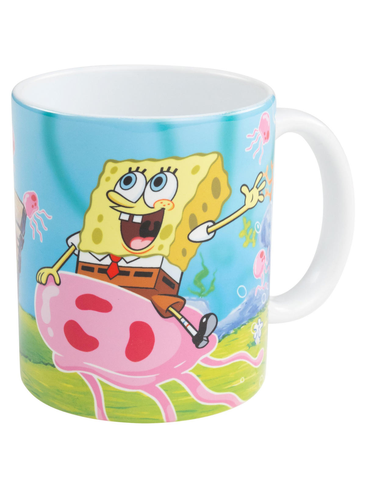 KAFFEEBECHER Spongebob Schwammkopf Jellyfish Quallen Mehrfarbig 320 ml - Multicolor, Keramik (0.32L)
