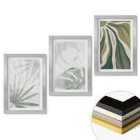 WANDBILDER 3er Set - 20x30 cm Silberner Rahmen - Blätter von Pflanzen in Grün und Grau - Silberfarben, Kunststoff (20/30cm) - ArtPrintCave