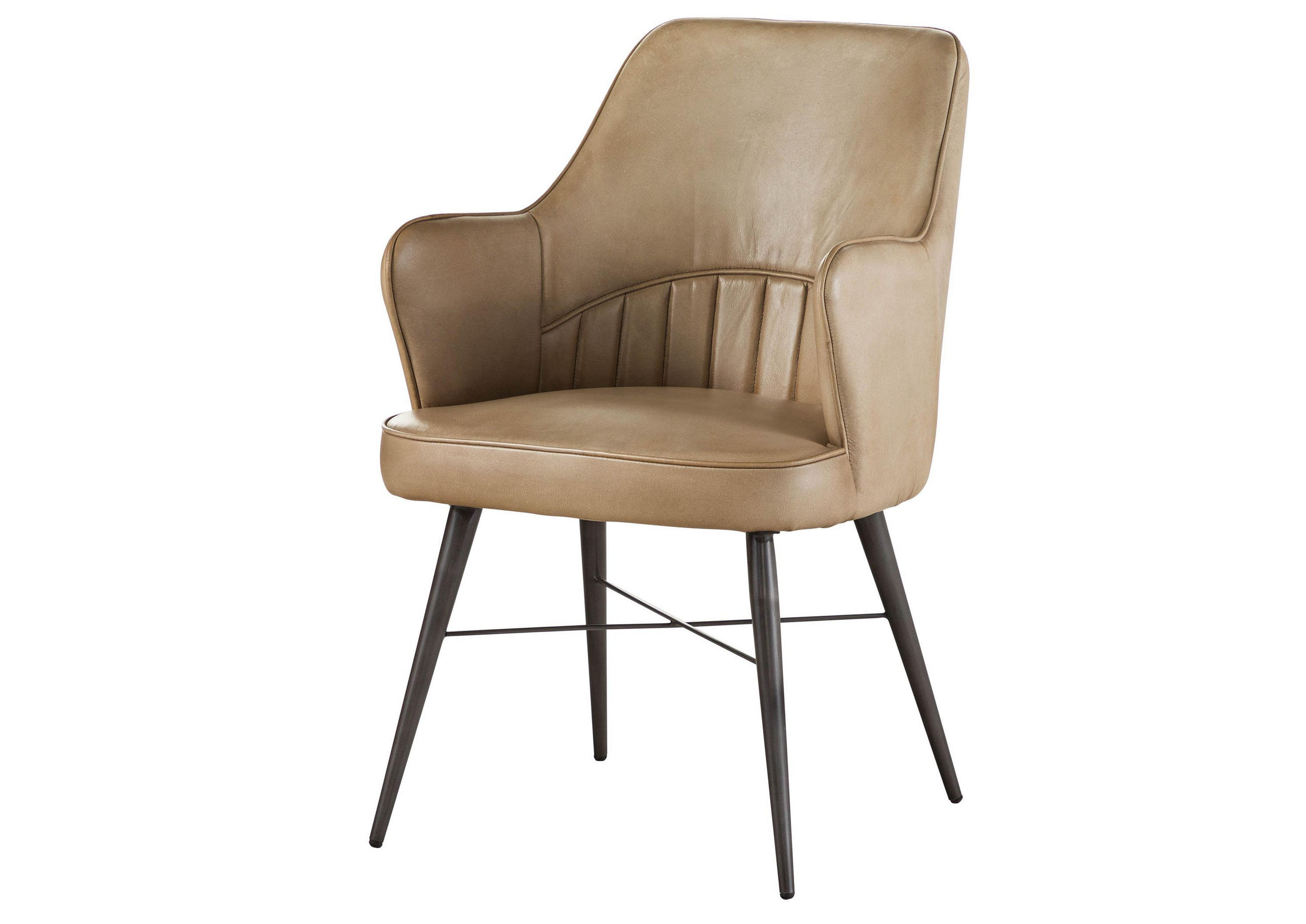 STUHL Echtleder 55 x 62 x 84 cm beige IRON LABEL #130 - Beige, Leder (55/84/62cm) - Massivmoebel24
