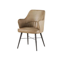 STUHL Echtleder 55 x 62 x 84 cm beige IRON LABEL #130 - Beige, Leder (55/84/62cm) - Massivmoebel24