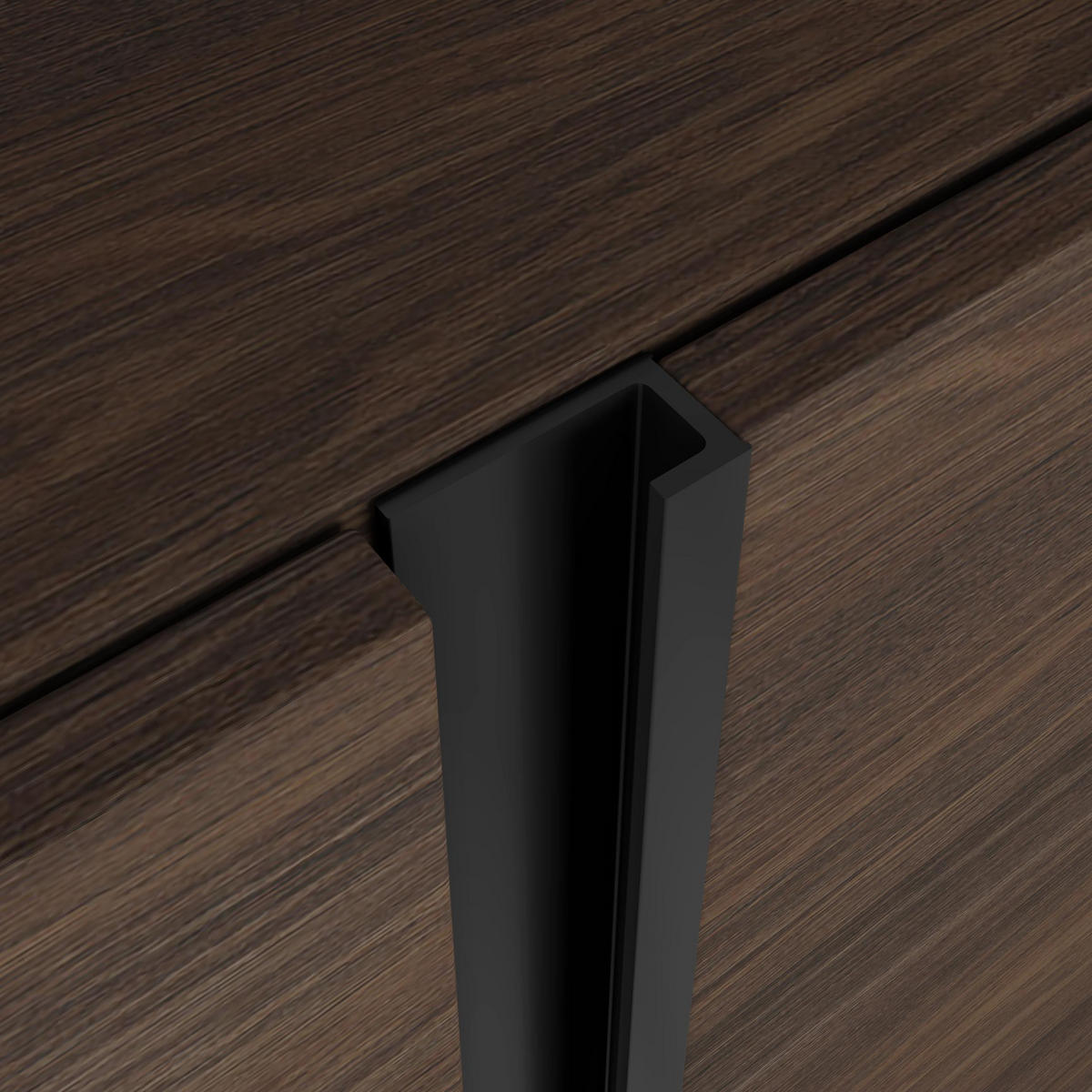 LOWBOARD, Eiche und Schwarz, 212/35/61cm, Kamin mit Feuereffekt XXL - Dunkelbraun, Holzwerkstoff (212/61/35cm) - Skraut Home