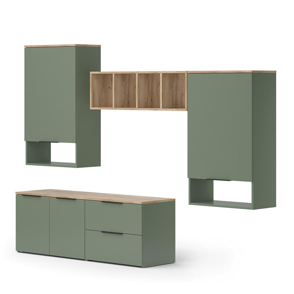 ŽIVÁ STĚNA Wido Zelená - Sonoma dub/zelená barva, kompozitní dřevo (80/50/40cm) - Vicco