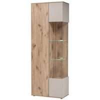 VITRINE Eiche, Kaschmir 70 x 197 cm, Vitrinenschrank inklusive LED-Beleuchtung - Kaschmir/Eichefarben, Glas/Holzwerkstoff (70/197/40cm) - Inn.Furn