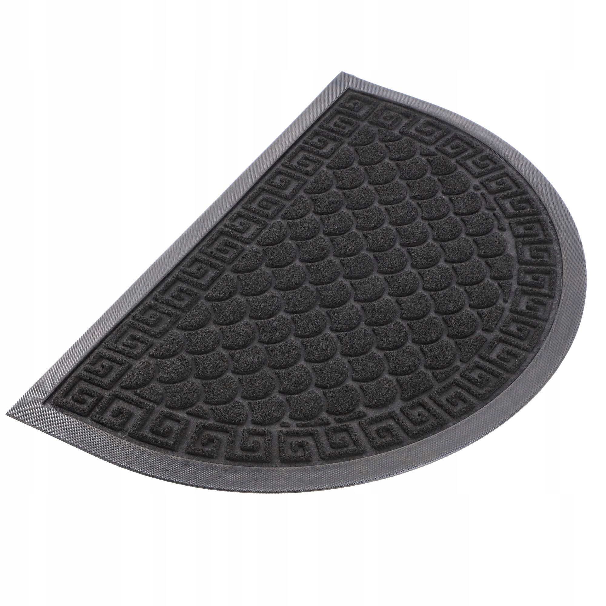 FUSSMATTE 60 x 40 cm, halbrund - Schwarz, Kunststoff (60/40cm) - KADAX