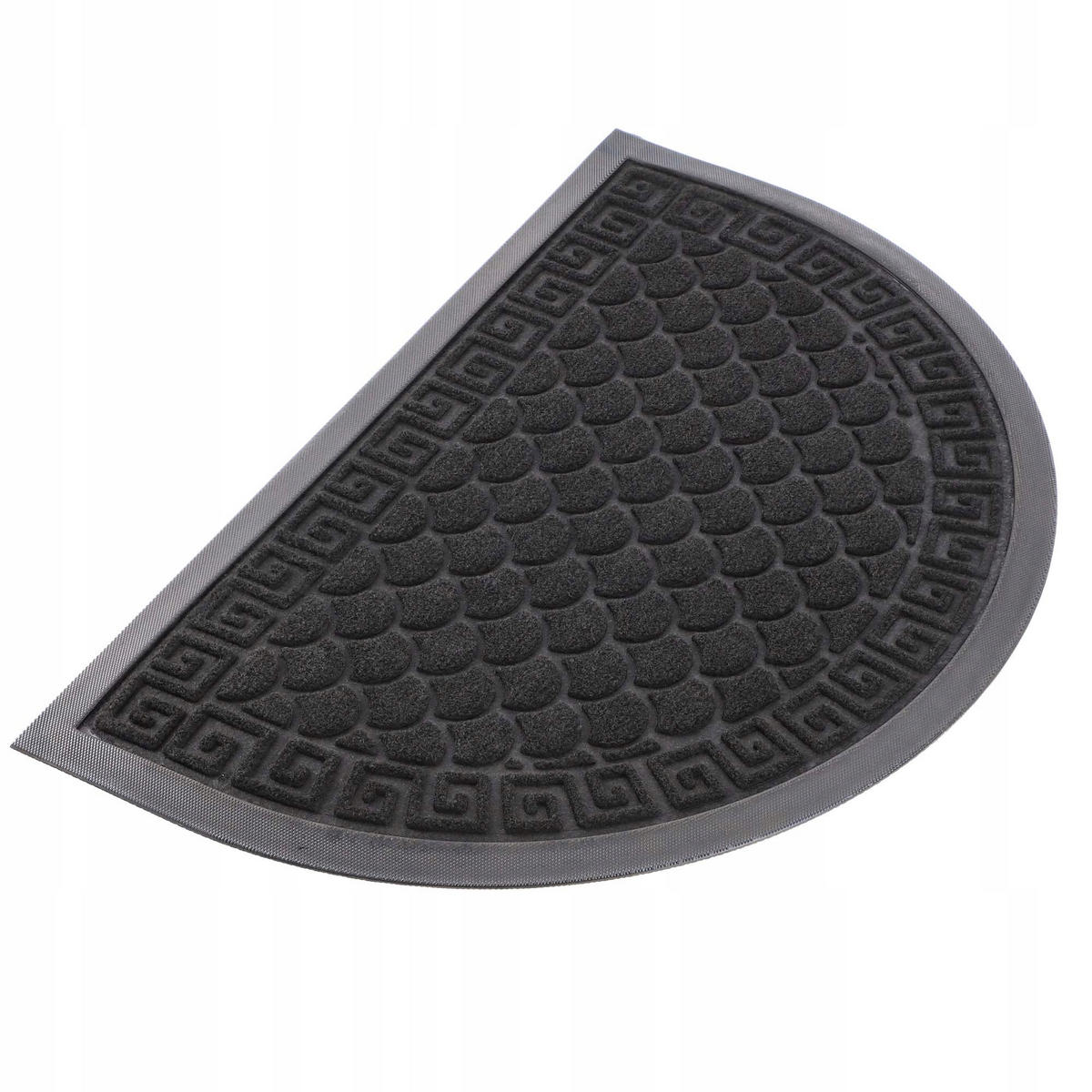 FUSSMATTE 60 x 40 cm, halbrund - Schwarz, Kunststoff (60/40cm) - KADAX