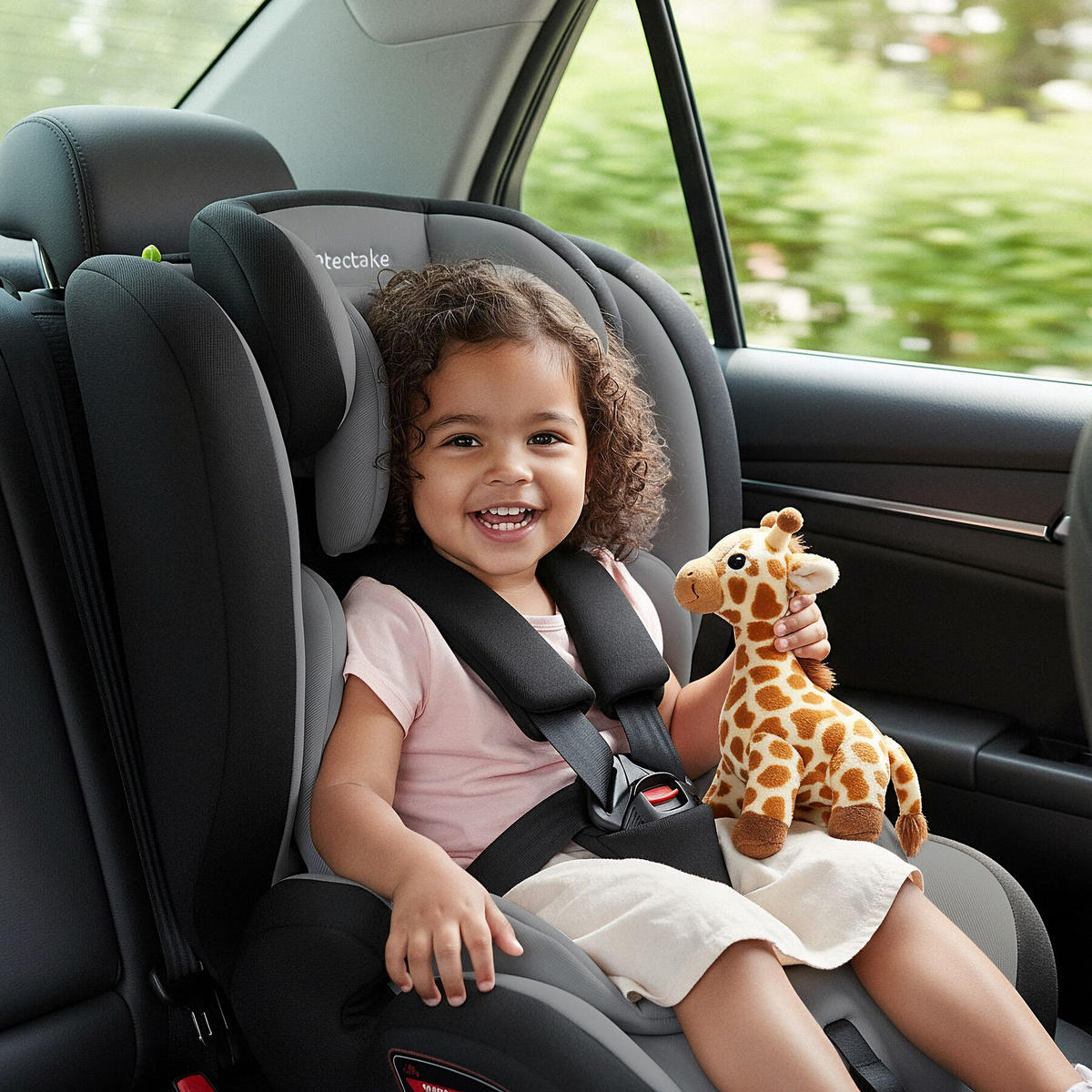 AUTOSITZ Sophie,von 76 bis 150 cm, Belastbarkeit 36 kg,dunkelgrau/schwarz - Dunkelgrau/Schwarz, Kunststoff (47/80.5/47cm) - tectake